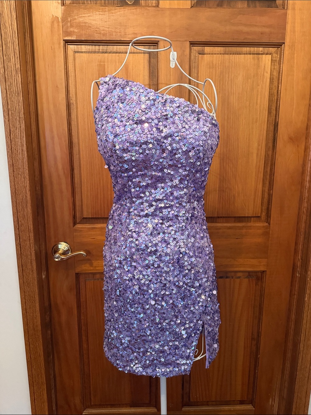 Sherry Hill Lavender Sequin One-Shoulder Cocktail Dress Size 0
